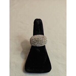 Vintage 925 Sterling Silver Chunky Sparkling CZ Ring Size 7.75